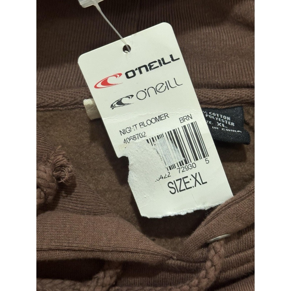 Y2K O'Neill Logo Glitter Flower Night BloomerBrown Hoodie Women Size XL‎ - Picture 10 of 13